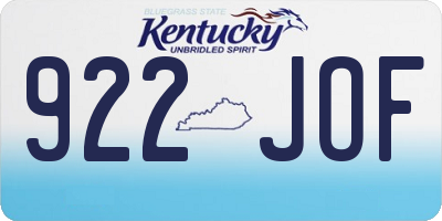 KY license plate 922JOF