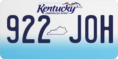 KY license plate 922JOH