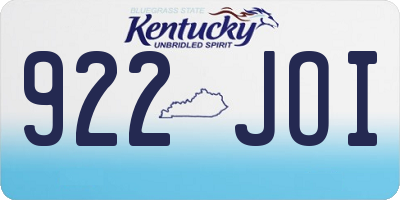 KY license plate 922JOI