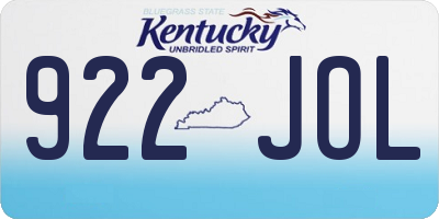 KY license plate 922JOL