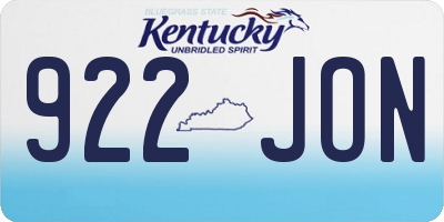 KY license plate 922JON