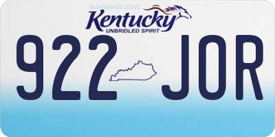 KY license plate 922JOR