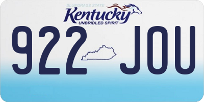 KY license plate 922JOU