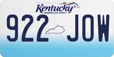 KY license plate 922JOW