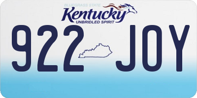 KY license plate 922JOY