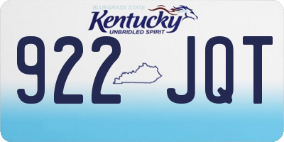 KY license plate 922JQT