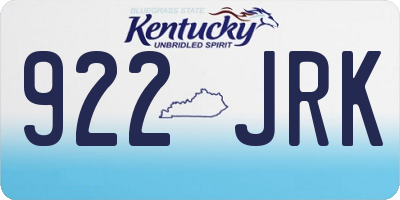 KY license plate 922JRK