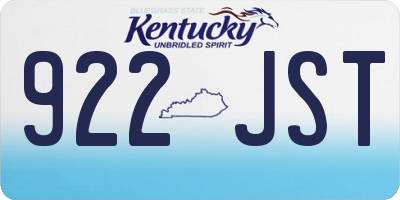 KY license plate 922JST