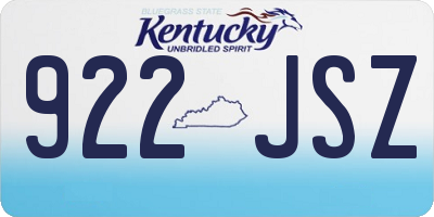 KY license plate 922JSZ
