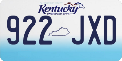 KY license plate 922JXD