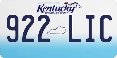 KY license plate 922LIC