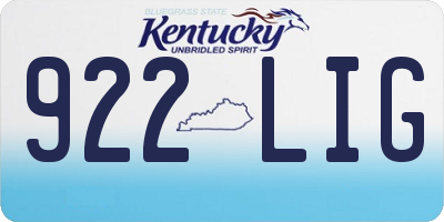 KY license plate 922LIG