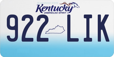 KY license plate 922LIK