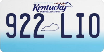KY license plate 922LIO