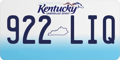 KY license plate 922LIQ