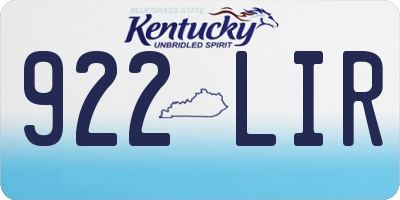 KY license plate 922LIR