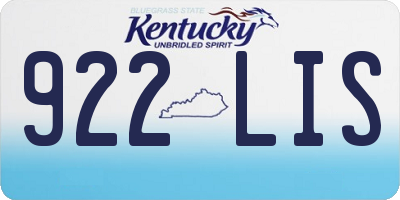 KY license plate 922LIS