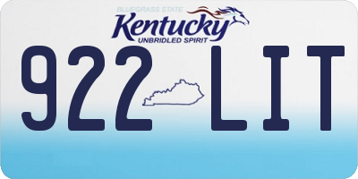 KY license plate 922LIT