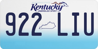KY license plate 922LIU