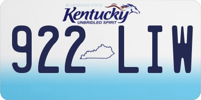 KY license plate 922LIW
