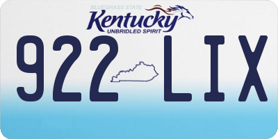 KY license plate 922LIX