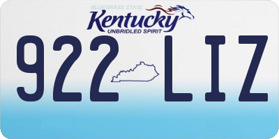 KY license plate 922LIZ