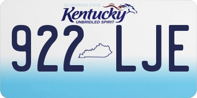 KY license plate 922LJE