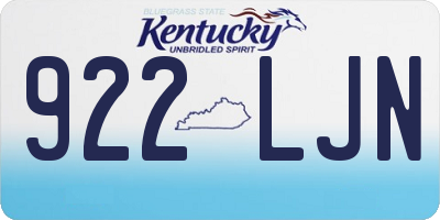 KY license plate 922LJN