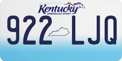 KY license plate 922LJQ