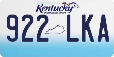 KY license plate 922LKA