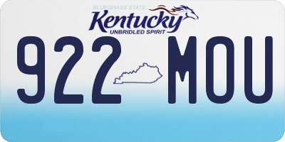 KY license plate 922MOU