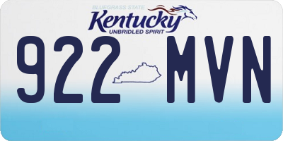KY license plate 922MVN