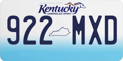 KY license plate 922MXD