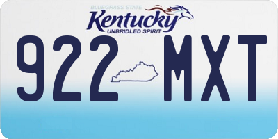 KY license plate 922MXT