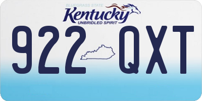 KY license plate 922QXT