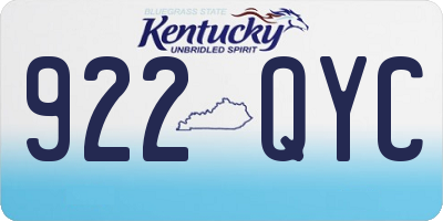 KY license plate 922QYC