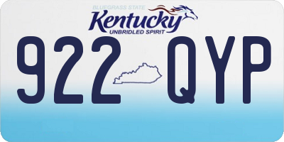 KY license plate 922QYP