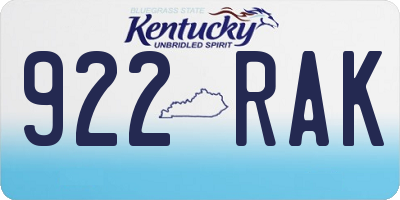 KY license plate 922RAK