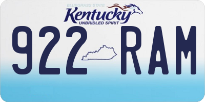 KY license plate 922RAM