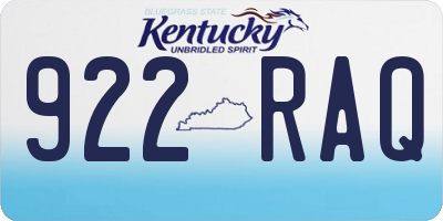KY license plate 922RAQ