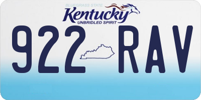KY license plate 922RAV