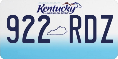 KY license plate 922RDZ