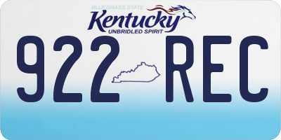 KY license plate 922REC