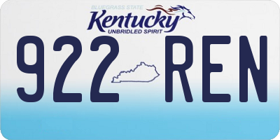 KY license plate 922REN