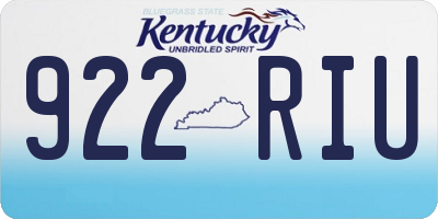 KY license plate 922RIU