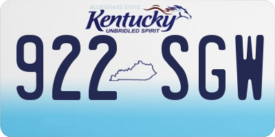 KY license plate 922SGW