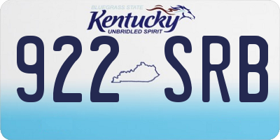 KY license plate 922SRB