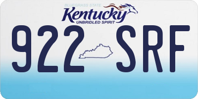 KY license plate 922SRF