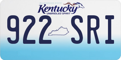 KY license plate 922SRI