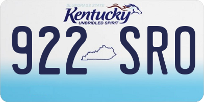 KY license plate 922SRO